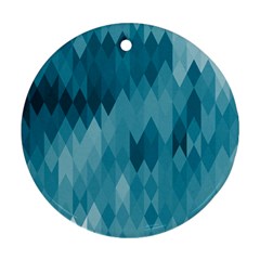 Cerulean Blue Geometric Patterns Round Ornament (Two Sides)