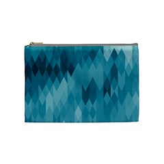 Cerulean Blue Geometric Patterns Cosmetic Bag (Medium)