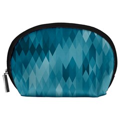 Cerulean Blue Geometric Patterns Accessory Pouch (Large)