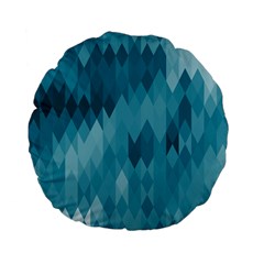 Cerulean Blue Geometric Patterns Standard 15  Premium Flano Round Cushions