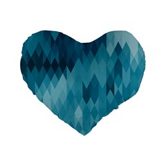 Cerulean Blue Geometric Patterns Standard 16  Premium Flano Heart Shape Cushions