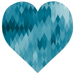 Cerulean Blue Geometric Patterns Wooden Puzzle Heart