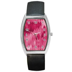 Blush Pink Geometric Pattern Barrel Style Metal Watch