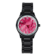 Blush Pink Geometric Pattern Stainless Steel Round Watch by SpinnyChairDesigns