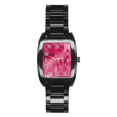 Blush Pink Geometric Pattern Stainless Steel Barrel Watch