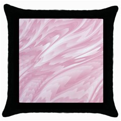 Pastel Pink Feathered Pattern Throw Pillow Case (black) by SpinnyChairDesigns