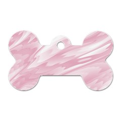 Pastel Pink Feathered Pattern Dog Tag Bone (two Sides) by SpinnyChairDesigns