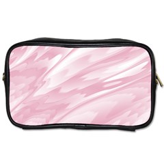 Pastel Pink Feathered Pattern Toiletries Bag (two Sides) by SpinnyChairDesigns