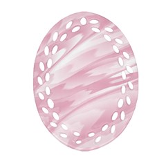 Pastel Pink Feathered Pattern Ornament (oval Filigree) by SpinnyChairDesigns