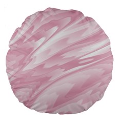 Pastel Pink Feathered Pattern Large 18  Premium Round Cushions by SpinnyChairDesigns