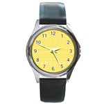 Boho Saffron Yellow Color Round Metal Watch Front