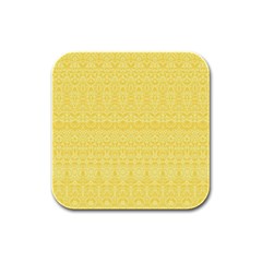 Boho Saffron Yellow Color Rubber Square Coaster (4 Pack)  by SpinnyChairDesigns