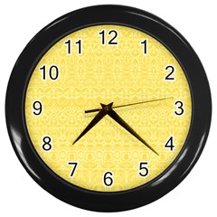 Boho Saffron Yellow Color Wall Clock (black) by SpinnyChairDesigns