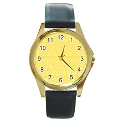 Boho Saffron Yellow Color Round Gold Metal Watch by SpinnyChairDesigns