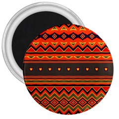 Boho Orange Tribal Pattern 3  Magnets by SpinnyChairDesigns