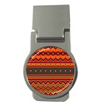 Boho Orange Tribal Pattern Money Clips (Round)  Front