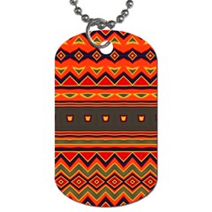 Boho Orange Tribal Pattern Dog Tag (two Sides) by SpinnyChairDesigns