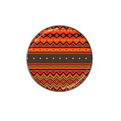 Boho Orange Tribal Pattern Hat Clip Ball Marker by SpinnyChairDesigns