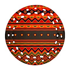 Boho Orange Tribal Pattern Ornament (round Filigree) by SpinnyChairDesigns