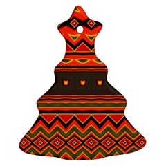 Boho Orange Tribal Pattern Ornament (christmas Tree)  by SpinnyChairDesigns