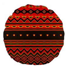 Boho Orange Tribal Pattern Large 18  Premium Round Cushions by SpinnyChairDesigns