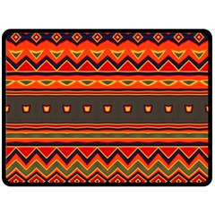 Boho Orange Tribal Pattern Double Sided Fleece Blanket (large)  by SpinnyChairDesigns