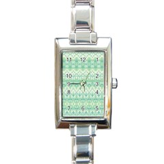Boho Biscay Green Pattern Rectangle Italian Charm Watch by SpinnyChairDesigns
