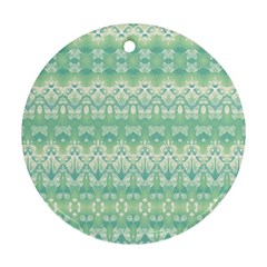 Boho Biscay Green Pattern Ornament (round) by SpinnyChairDesigns