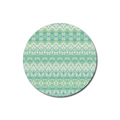 Boho Biscay Green Pattern Rubber Round Coaster (4 Pack)  by SpinnyChairDesigns
