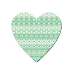 Boho Biscay Green Pattern Heart Magnet by SpinnyChairDesigns