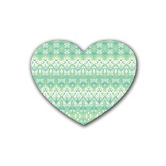 Boho Biscay Green Pattern Heart Coaster (4 Pack)  by SpinnyChairDesigns