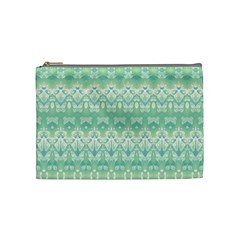 Boho Biscay Green Pattern Cosmetic Bag (medium) by SpinnyChairDesigns