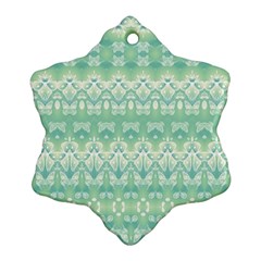 Boho Biscay Green Pattern Snowflake Ornament (two Sides) by SpinnyChairDesigns