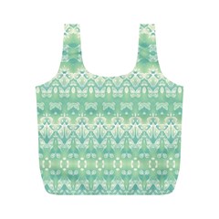 Boho Biscay Green Pattern Full Print Recycle Bag (m) by SpinnyChairDesigns