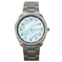 Light Blue Feathered Texture Sport Metal Watch