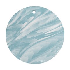 Light Blue Feathered Texture Round Ornament (two Sides) by SpinnyChairDesigns