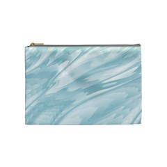 Light Blue Feathered Texture Cosmetic Bag (medium) by SpinnyChairDesigns