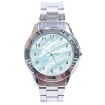 Light Blue Feathered Texture Stainless Steel Analogue Watch Front