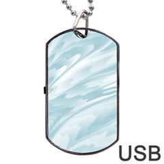 Light Blue Feathered Texture Dog Tag Usb Flash (two Sides) by SpinnyChairDesigns