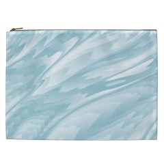 Light Blue Feathered Texture Cosmetic Bag (xxl) by SpinnyChairDesigns