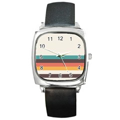 Classic Retro Stripes Square Metal Watch by tmsartbazaar