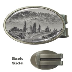 Deserted Landscape Highway, San Juan Province, Argentina Money Clips (oval)  by dflcprintsclothing