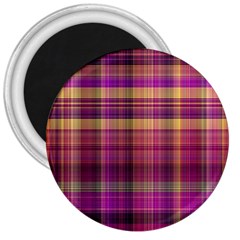 Magenta Gold Madras Plaid 3  Magnets by SpinnyChairDesigns