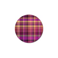 Magenta Gold Madras Plaid Golf Ball Marker by SpinnyChairDesigns