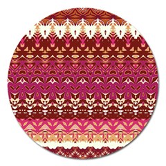 Boho Fuschia And Gold Pattern Magnet 5  (round) by SpinnyChairDesigns