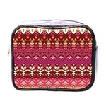 Boho Fuschia and Gold Pattern Mini Toiletries Bag (One Side) Front