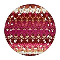Boho Fuschia And Gold Pattern Round Filigree Ornament (two Sides) by SpinnyChairDesigns