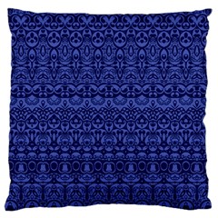 Boho Navy Blue  Large Cushion Case (one Side) by SpinnyChairDesigns