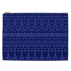 Boho Navy Blue  Cosmetic Bag (xxl) by SpinnyChairDesigns