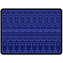 Boho Navy Blue  Double Sided Fleece Blanket (large)  by SpinnyChairDesigns